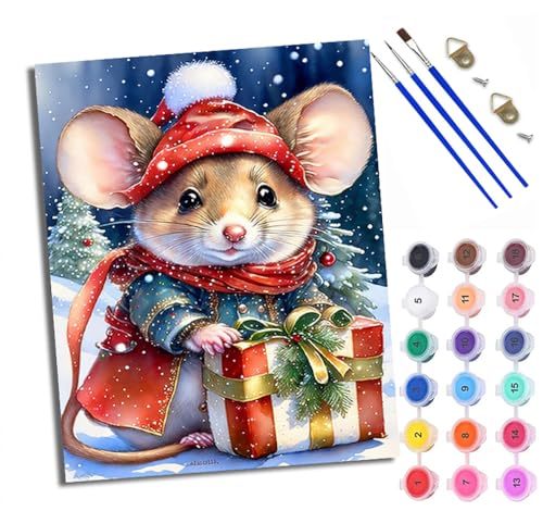 Malen Nach Zahlen Für Erwachsene Maus mit Weihnachtsmütze Malen Nach Zahlen Erwachsene Malen Nach Zahlen DIY Malen-Nach-Zahlen Kits Rahmenlose Leinwand Mit 3 Pinseln - 16 * 20 Zoll Malen Nach Zahlen Für Erwachsene Maus mit Weihnachtsmütze Malen Nach Zahlen Erwachsene Malen Nach Zahlen DIY Malen-Nach-Zahlen Kits Rahmenlose Leinwand Mit 3 Pinseln - 16 * 20 Zoll von WXRWANG