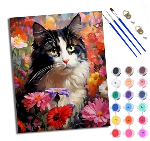 WXRWANG Malen Nach Zahlen DIY auf Leinwand Kit für Anfänger Blumengarten Kuh Katze Mit Acryl Farben und Premium Pinsel 40x50CM Home Deko oder Geburtstag Weihnachten Geschenk WXRWANG Malen Nach Zahlen DIY auf Leinwand Kit für Anfänger Blumengarten Kuh Katze Mit Acryl Farben und Premium Pinsel 40x50CM Home Deko oder Geburtstag Weihnachten Geschenk von WXRWANG