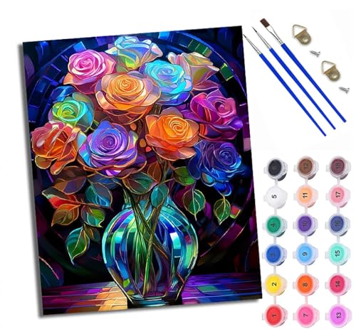 WXRWANG Malen Nach Zahlen DIY auf Leinwand Kit für Anfänger Bunte Blumen in der Vase Mit Acryl Farben und Premium Pinsel 40x50CM Home Deko oder Geburtstag Weihnachten Geschenk WXRWANG Malen Nach Zahlen DIY auf Leinwand Kit für Anfänger Bunte Blumen in der Vase Mit Acryl Farben und Premium Pinsel 40x50CM Home Deko oder Geburtstag Weihnachten Geschenk von WXRWANG