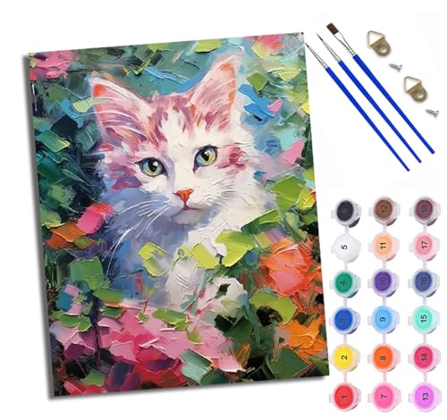 WXRWANG Malen Nach Zahlen DIY auf Leinwand Kit für Anfänger Bunte Blumenkatze Mit Acryl Farben und Premium Pinsel 40x50CM Home Deko oder Geburtstag Weihnachten Geschenk WXRWANG Malen Nach Zahlen DIY auf Leinwand Kit für Anfänger Bunte Blumenkatze Mit Acryl Farben und Premium Pinsel 40x50CM Home Deko oder Geburtstag Weihnachten Geschenk von WXRWANG
