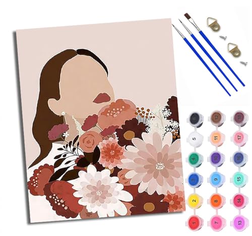 WXRWANG Malen Nach Zahlen DIY auf Leinwand Kit für Anfänger Frau mit Blumen Mit Acryl Farben und Premium Pinsel 40x50CM Home Deko oder Geburtstag Weihnachten Geschenk WXRWANG Malen Nach Zahlen DIY auf Leinwand Kit für Anfänger Frau mit Blumen Mit Acryl Farben und Premium Pinsel 40x50CM Home Deko oder Geburtstag Weihnachten Geschenk von WXRWANG