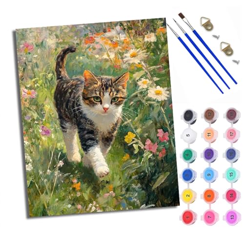WXRWANG Malen Nach Zahlen DIY auf Leinwand Kit für Anfänger Kätzchen in den Blumen Mit Acryl Farben und Premium Pinsel 40x50CM Home Deko oder Geburtstag Weihnachten Geschenk WXRWANG Malen Nach Zahlen DIY auf Leinwand Kit für Anfänger Kätzchen in den Blumen Mit Acryl Farben und Premium Pinsel 40x50CM Home Deko oder Geburtstag Weihnachten Geschenk von WXRWANG