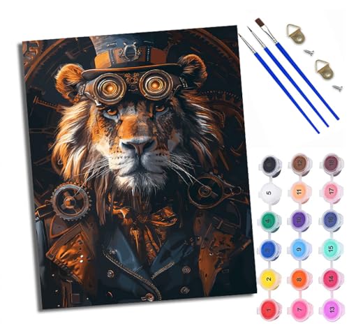 WXRWANG Malen Nach Zahlen DIY auf Leinwand Kit für Anfänger Löwe im Punk-Stil Mit Acryl Farben und Premium Pinsel 40x50CM Home Deko oder Geburtstag Weihnachten Geschenk WXRWANG Malen Nach Zahlen DIY auf Leinwand Kit für Anfänger Löwe im Punk-Stil Mit Acryl Farben und Premium Pinsel 40x50CM Home Deko oder Geburtstag Weihnachten Geschenk von WXRWANG