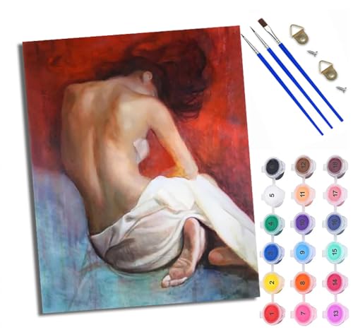 WXRWANG Malen Nach Zahlen DIY auf Leinwand Kit für Anfänger Nackte Schönheit zurück Mit Acryl Farben und Premium Pinsel 40x50CM Home Deko oder Geburtstag Weihnachten Geschenk von WXRWANG