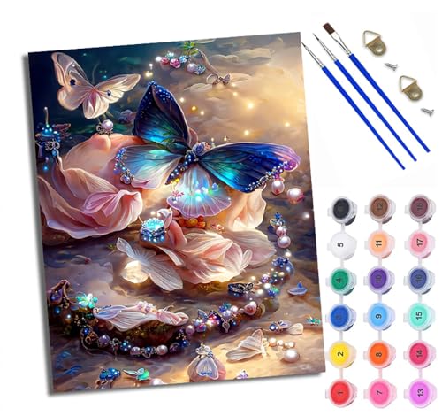 WXRWANG Malen Nach Zahlen DIY auf Leinwand Kit für Anfänger Perle Schmetterling Blume Farbe Mit Acryl Farben und Premium Pinsel 40x50CM Home Deko oder Geburtstag Weihnachten Geschenk WXRWANG Malen Nach Zahlen DIY auf Leinwand Kit für Anfänger Perle Schmetterling Blume Farbe Mit Acryl Farben und Premium Pinsel 40x50CM Home Deko oder Geburtstag Weihnachten Geschenk von WXRWANG