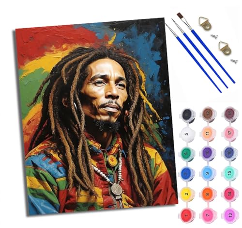 WXRWANG Malen Nach Zahlen DIY auf Leinwand Kit für Anfänger Reggae-Sängerin Mit Acryl Farben und Premium Pinsel 40x50CM Home Deko oder Geburtstag Weihnachten Geschenk von WXRWANG