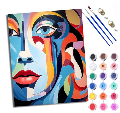 WXRWANG Malen Nach Zahlen DIY auf Leinwand Kit für Anfänger Schönheit moderne abstrakte Mit Acryl Farben und Premium Pinsel 40x50CM Home Deko oder Geburtstag Weihnachten Geschenk von WXRWANG