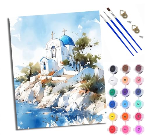 WXRWANG Malen Nach Zahlen DIY auf Leinwand Kit für Anfänger Traumhaftes Ferienhaus am Meer Mit Acryl Farben und Premium Pinsel 40x50CM Home Deko oder Geburtstag Weihnachten Geschenk von WXRWANG