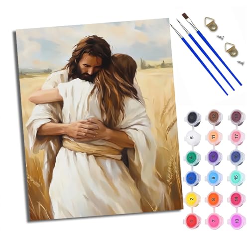 WXRWANG Malen Nach Zahlen DIY auf Leinwand Kit für Anfänger Umarme Jesus Mit Acryl Farben und Premium Pinsel 40x50CM Home Deko oder Geburtstag Weihnachten Geschenk WXRWANG Malen Nach Zahlen DIY auf Leinwand Kit für Anfänger Umarme Jesus Mit Acryl Farben und Premium Pinsel 40x50CM Home Deko oder Geburtstag Weihnachten Geschenk von WXRWANG