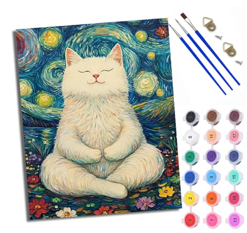WXRWANG Malen Nach Zahlen Erwachsene Paint by Numbers Malen Nach Zahlen mit Pinseln und Acrylfarben Abstrakte Meditation weiße Katze Handgemalte Ölgemälde Leinwand für Home Décor Ohne Rahmen WXRWANG Malen Nach Zahlen Erwachsene Paint by Numbers Malen Nach Zahlen mit Pinseln und Acrylfarben Abstrakte Meditation weiße Katze Handgemalte Ölgemälde Leinwand für Home Décor Ohne Rahmen von WXRWANG