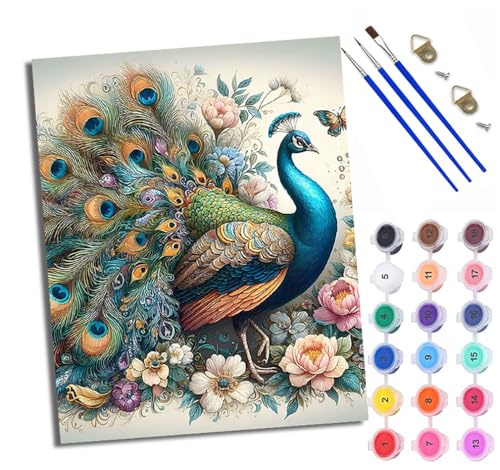 WXRWANG Malen Nach Zahlen Erwachsene Paint by Numbers Malen Nach Zahlen mit Pinseln und Acrylfarben Blumen Pfau Farbe Handgemalte Ölgemälde Leinwand für Home Décor Ohne Rahmen WXRWANG Malen Nach Zahlen Erwachsene Paint by Numbers Malen Nach Zahlen mit Pinseln und Acrylfarben Blumen Pfau Farbe Handgemalte Ölgemälde Leinwand für Home Décor Ohne Rahmen von WXRWANG