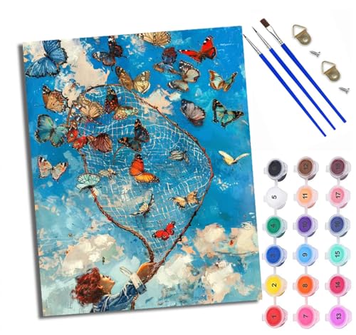 WXRWANG Malen Nach Zahlen Erwachsene Paint by Numbers Malen Nach Zahlen mit Pinseln und Acrylfarben Bunte Schmetterlings-Unschuld Handgemalte Ölgemälde Leinwand für Home Décor Ohne Rahmen WXRWANG Malen Nach Zahlen Erwachsene Paint by Numbers Malen Nach Zahlen mit Pinseln und Acrylfarben Bunte Schmetterlings-Unschuld Handgemalte Ölgemälde Leinwand für Home Décor Ohne Rahmen von WXRWANG