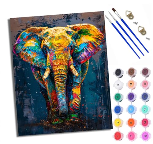 WXRWANG Malen Nach Zahlen Erwachsene Paint by Numbers Malen Nach Zahlen mit Pinseln und Acrylfarben Bunter Elefant Handgemalte Ölgemälde Leinwand für Home Décor Ohne Rahmen WXRWANG Malen Nach Zahlen Erwachsene Paint by Numbers Malen Nach Zahlen mit Pinseln und Acrylfarben Bunter Elefant Handgemalte Ölgemälde Leinwand für Home Décor Ohne Rahmen von WXRWANG