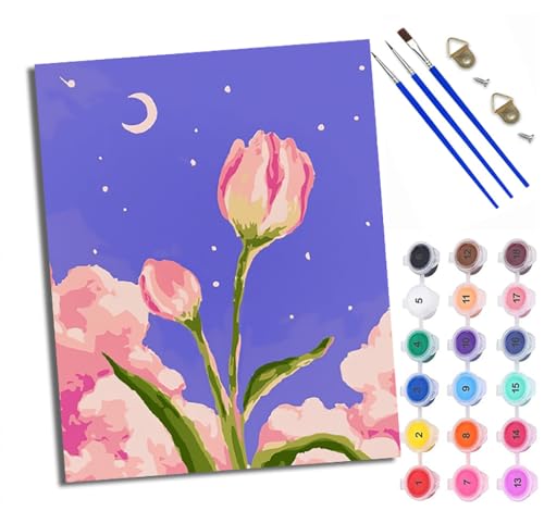 WXRWANG Malen Nach Zahlen Erwachsene Paint by Numbers Malen Nach Zahlen mit Pinseln und Acrylfarben Einfache Mondtulpe Handgemalte Ölgemälde Leinwand für Home Décor Ohne Rahmen WXRWANG Malen Nach Zahlen Erwachsene Paint by Numbers Malen Nach Zahlen mit Pinseln und Acrylfarben Einfache Mondtulpe Handgemalte Ölgemälde Leinwand für Home Décor Ohne Rahmen von WXRWANG