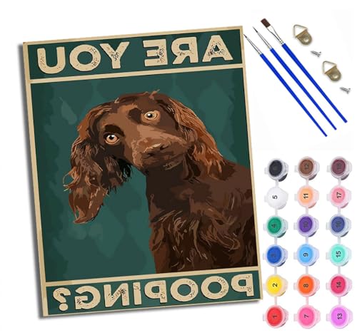 WXRWANG Malen Nach Zahlen Erwachsene Paint by Numbers Malen Nach Zahlen mit Pinseln und Acrylfarben Englischer Cocker Spaniel Handgemalte Ölgemälde Leinwand für Home Décor Ohne Rahmen von WXRWANG