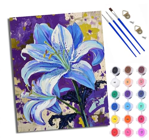 WXRWANG Malen Nach Zahlen Erwachsene Paint by Numbers Malen Nach Zahlen mit Pinseln und Acrylfarben Fantasielilie Handgemalte Ölgemälde Leinwand für Home Décor Ohne Rahmen von WXRWANG