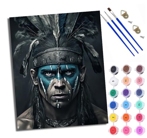 WXRWANG Malen Nach Zahlen Erwachsene Paint by Numbers Malen Nach Zahlen mit Pinseln und Acrylfarben Indischer Mann Handgemalte Ölgemälde Leinwand für Home Décor Ohne Rahmen von WXRWANG