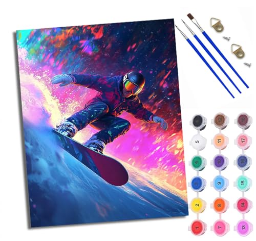 WXRWANG Malen Nach Zahlen Erwachsene Paint by Numbers Malen Nach Zahlen mit Pinseln und Acrylfarben Mann, der Skifahren liebt Handgemalte Ölgemälde Leinwand für Home Décor Ohne Rahmen von WXRWANG
