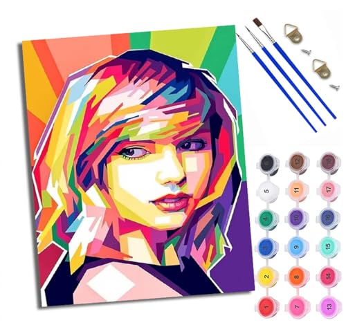 WXRWANG Malen Nach Zahlen Erwachsene Paint by Numbers Malen Nach Zahlen mit Pinseln und Acrylfarben Schöner Mädchenkopf Handgemalte Ölgemälde Leinwand für Home Décor Ohne Rahmen von WXRWANG
