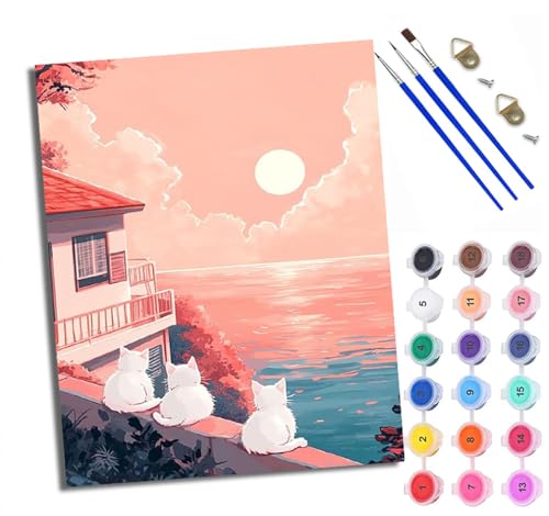 WXRWANG Malen Nach Zahlen Erwachsene Paint by Numbers Malen Nach Zahlen mit Pinseln und Acrylfarben Verträumtes Sonnenuntergangskätzchen Handgemalte Ölgemälde Leinwand für Home Décor Ohne Rahmen WXRWANG Malen Nach Zahlen Erwachsene Paint by Numbers Malen Nach Zahlen mit Pinseln und Acrylfarben Verträumtes Sonnenuntergangskätzchen Handgemalte Ölgemälde Leinwand für Home Décor Ohne Rahmen von WXRWANG