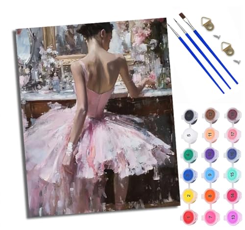 WXRWANG Malen Nach Zahlen ErwachseneBallett Schönheit zurück DIY handgemaltes Ölgemälde Set für Anfänger und Erwachsene Acrylfarbe Kreative Heimdekoration Geschenk Weihnachten von WXRWANG