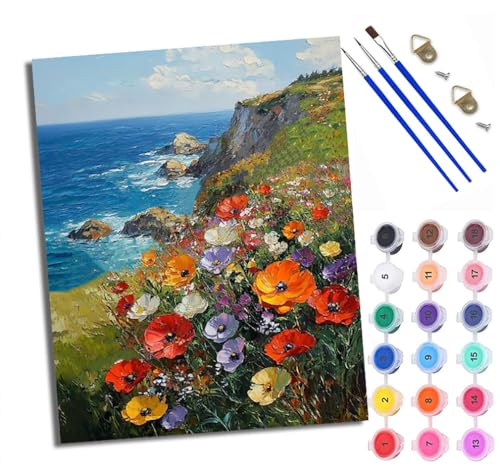 WXRWANG Malen Nach Zahlen ErwachseneBunte Blumenfelder am Meer DIY handgemaltes Ölgemälde Set für Anfänger und Erwachsene Acrylfarbe Kreative Heimdekoration Geschenk Weihnachten WXRWANG Malen Nach Zahlen ErwachseneBunte Blumenfelder am Meer DIY handgemaltes Ölgemälde Set für Anfänger und Erwachsene Acrylfarbe Kreative Heimdekoration Geschenk Weihnachten von WXRWANG