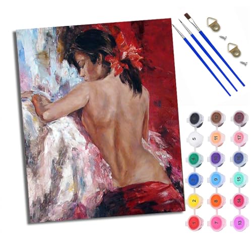 WXRWANG Malen Nach Zahlen ErwachseneDer Rücken der Frau DIY handgemaltes Ölgemälde Set für Anfänger und Erwachsene Acrylfarbe Kreative Heimdekoration Geschenk Weihnachten von WXRWANG