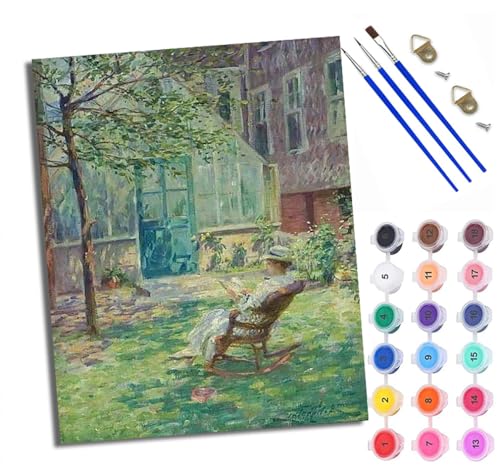WXRWANG Malen Nach Zahlen ErwachseneGartenschönheitslektüre DIY handgemaltes Ölgemälde Set für Anfänger und Erwachsene Acrylfarbe Kreative Heimdekoration Geschenk Weihnachten von WXRWANG