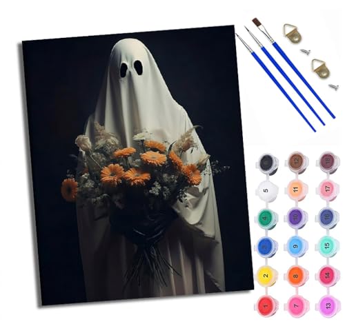 WXRWANG Malen Nach Zahlen ErwachseneGeist hält einen Blumenstrauß DIY handgemaltes Ölgemälde Set für Anfänger und Erwachsene Acrylfarbe Kreative Heimdekoration Geschenk Weihnachten von WXRWANG