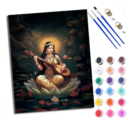 WXRWANG Malen Nach Zahlen ErwachseneHinduistische Göttin DIY handgemaltes Ölgemälde Set für Anfänger und Erwachsene Acrylfarbe Kreative Heimdekoration Geschenk Weihnachten von WXRWANG
