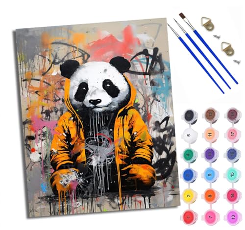 WXRWANG Malen Nach Zahlen ErwachseneKunst Graffiti Großer Panda DIY handgemaltes Ölgemälde Set für Anfänger und Erwachsene Acrylfarbe Kreative Heimdekoration Geschenk Weihnachten von WXRWANG