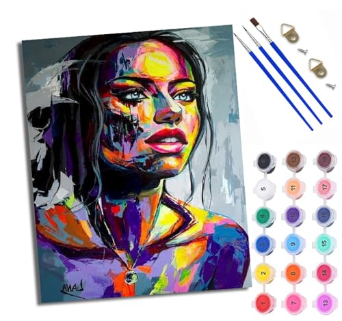 WXRWANG Malen Nach Zahlen ErwachseneKunst abstrakte Schönheit DIY handgemaltes Ölgemälde Set für Anfänger und Erwachsene Acrylfarbe Kreative Heimdekoration Geschenk Weihnachten von WXRWANG