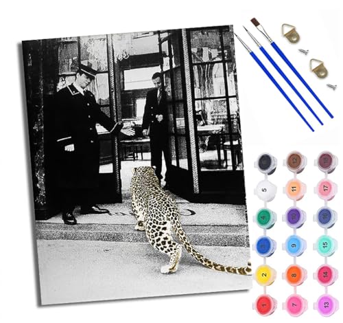 WXRWANG Malen Nach Zahlen ErwachseneLeopard betritt das Hotel DIY handgemaltes Ölgemälde Set für Anfänger und Erwachsene Acrylfarbe Kreative Heimdekoration Geschenk Weihnachten von WXRWANG