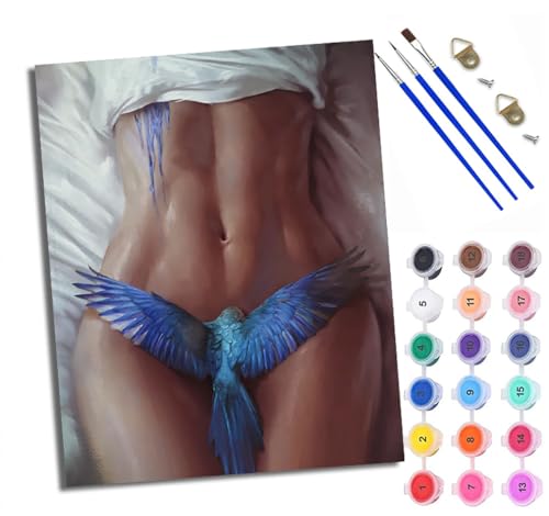 WXRWANG Malen Nach Zahlen ErwachseneNackter Schönheitsvogel DIY handgemaltes Ölgemälde Set für Anfänger und Erwachsene Acrylfarbe Kreative Heimdekoration Geschenk Weihnachten von WXRWANG