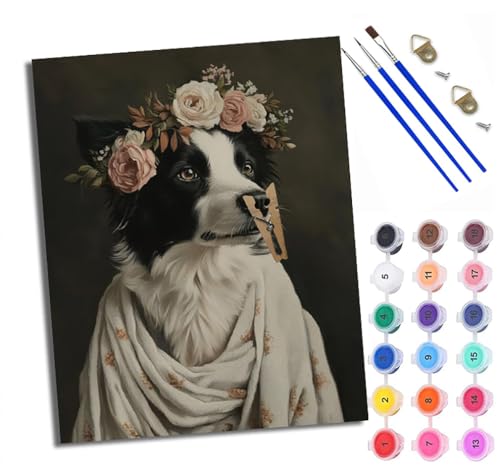 WXRWANG Malen Nach Zahlen ErwachseneSchäferhund mit Kranz DIY handgemaltes Ölgemälde Set für Anfänger und Erwachsene Acrylfarbe Heimdekoration Geschenk Weihnachten Mit Rahmen WXRWANG Malen Nach Zahlen ErwachseneSchäferhund mit Kranz DIY handgemaltes Ölgemälde Set für Anfänger und Erwachsene Acrylfarbe Heimdekoration Geschenk Weihnachten Mit Rahmen von WXRWANG
