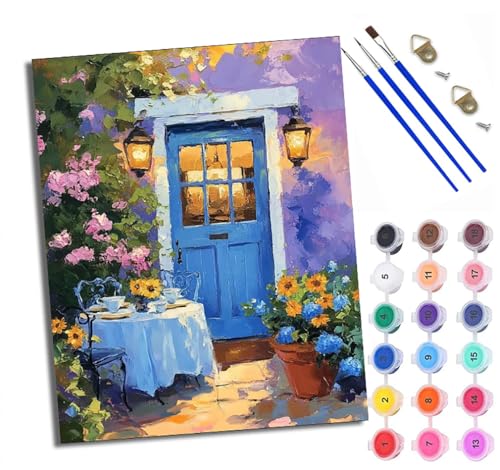 WXRWANG Malen Nach Zahlen ErwachseneSchöner Blumenladen DIY handgemaltes Ölgemälde Set für Anfänger und Erwachsene Acrylfarbe Kreative Heimdekoration Geschenk Weihnachten von WXRWANG
