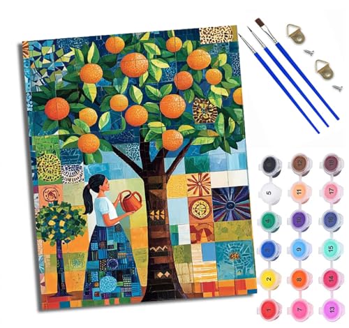 WXRWANG Malen Nach Zahlen ErwachseneSchönheits-Orangenbaum DIY handgemaltes Ölgemälde Set für Anfänger und Erwachsene Acrylfarbe Kreative Heimdekoration Geschenk Weihnachten von WXRWANG