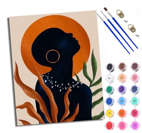 WXRWANG Malen Nach Zahlen ErwachseneSilhouette Menschen unter orange Sonne DIY handgemaltes Ölgemälde Set für Anfänger und Erwachsene Acrylfarbe Kreative Heimdekoration Geschenk Weihnachten von WXRWANG