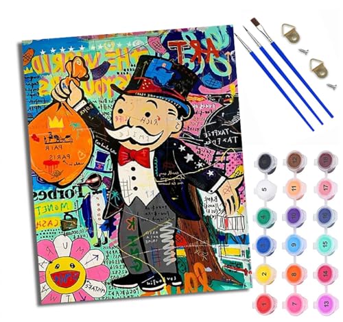 WXRWANG Malen Nach Zahlen ErwachseneStreet Art Graffiti DIY handgemaltes Ölgemälde Set für Anfänger und Erwachsene Acrylfarbe Kreative Heimdekoration Geschenk Weihnachten von WXRWANG