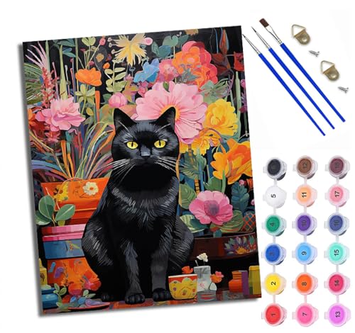 WXRWANG Malen Nach Zahlen ErwachseneVase Blumen Schwarze Katze DIY handgemaltes Ölgemälde Set für Anfänger und Erwachsene Acrylfarbe Kreative Heimdekoration Geschenk Weihnachten WXRWANG Malen Nach Zahlen ErwachseneVase Blumen Schwarze Katze DIY handgemaltes Ölgemälde Set für Anfänger und Erwachsene Acrylfarbe Kreative Heimdekoration Geschenk Weihnachten von WXRWANG