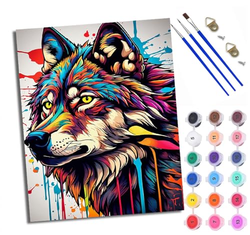 WXRWANG Malen Nach Zahlen ErwachseneWolf im Inkjet-Stil DIY handgemaltes Ölgemälde Set für Anfänger und Erwachsene Acrylfarbe Kreative Heimdekoration Geschenk Weihnachten WXRWANG Malen Nach Zahlen ErwachseneWolf im Inkjet-Stil DIY handgemaltes Ölgemälde Set für Anfänger und Erwachsene Acrylfarbe Kreative Heimdekoration Geschenk Weihnachten von WXRWANG