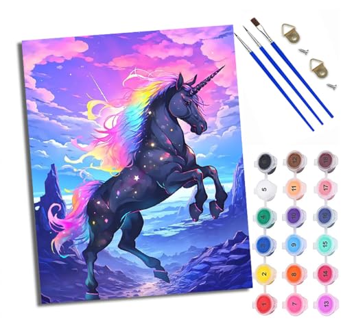 WXRWANG Malen nach Zahlen Erwachsene Malsets für Erwachsene mit PinselnFantasie-Einhorn Malen nach Zahlen auf Leinwand Acryl Pigment Kunsthandwerk 40 x 50 cm(rahmenlos) von WXRWANG