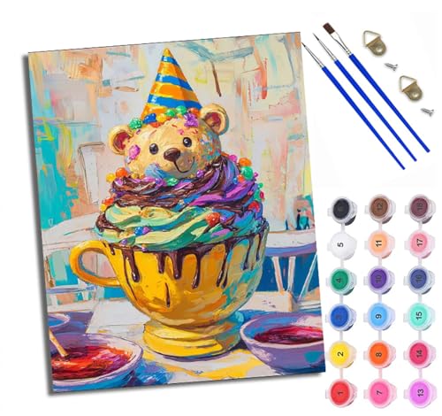 WXRWANG Malen nach Zahlen Erwachsene Malsets für Erwachsene mit PinselnFröhliche Party-Desserts Malen nach Zahlen auf Leinwand Acryl Pigment Kunsthandwerk 40 x 50 cm(rahmenlos) von WXRWANG