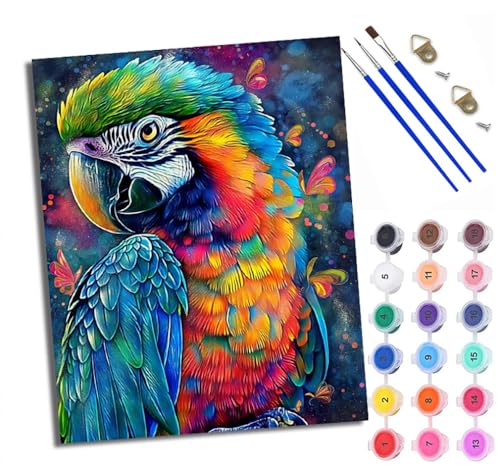 WXRWANG Malen nach Zahlen Erwachsene Malsets für Erwachsene mit PinselnRegenbogenpapagei Malen nach Zahlen auf Leinwand Acryl Pigment Kunsthandwerk 40 x 50 cm(rahmenlos) von WXRWANG