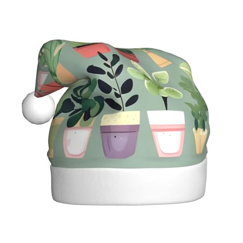 WXXWXD Bonsai-Pflanzen-Weihnachtsmütze für Erwachsene, Weihnachtsmannmütze, perfekt für Neujahrsfeiern, Partys oder Winterdekorationen von WXXWXD