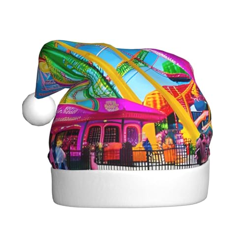 WXXWXD Corlorful ParkWeihnachtsmütze für Erwachsene, Weihnachtsmannmütze, perfekt für Neujahrsfeiern, Partys oder Winterdekorationen von WXXWXD