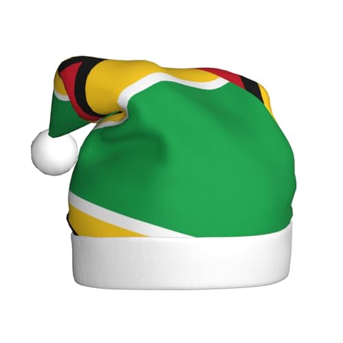 WXXWXD Flagge von Guyana, Weihnachtsmütze für Erwachsene, Weihnachtsmannmütze, perfekt für Neujahrsfeiern, Partys oder Winterdekorationen von WXXWXD