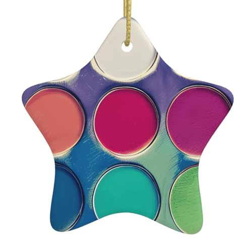 WXXWXD Runde Farbpalette, sternförmiger Keramik-Weihnachtsbaumschmuck, perfekt für Familienfeiertage von WXXWXD