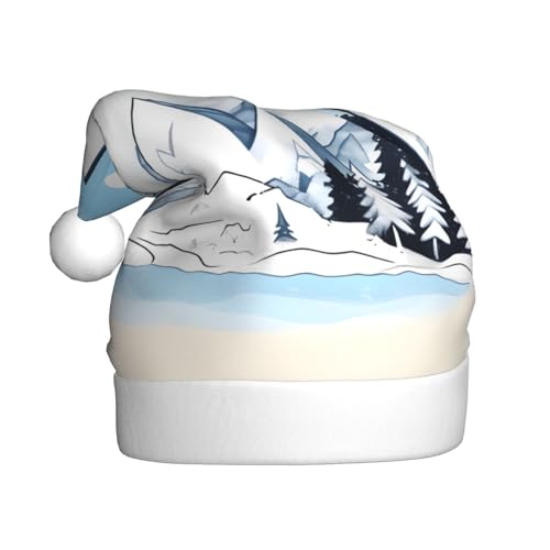 WXXWXD Schneebedeckte Berge, Weihnachtsmütze für Erwachsene, Weihnachtsmannmütze, perfekt für Neujahrsfeiern, Partys oder Winterdekorationen WXXWXD Schneebedeckte Berge, Weihnachtsmütze für Erwachsene, Weihnachtsmannmütze, perfekt für Neujahrsfeiern, Partys oder Winterdekorationen von WXXWXD