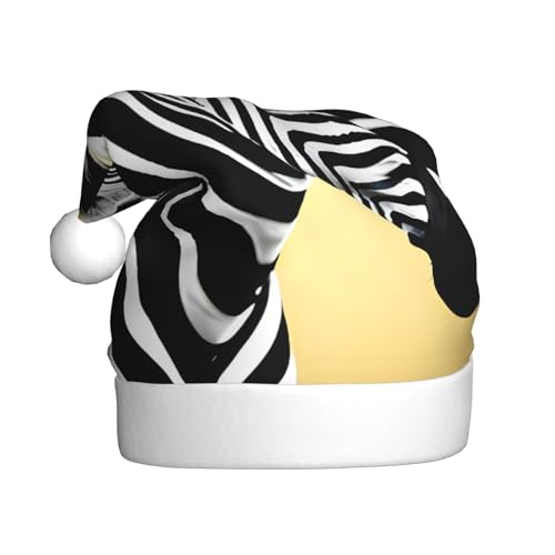 WXXWXD Schwarz-weiße Zebra-Weihnachtsmütze für Erwachsene, Weihnachtsmannmütze, perfekt für Neujahrsfeiern, Partys oder Winterdekorationen von WXXWXD
